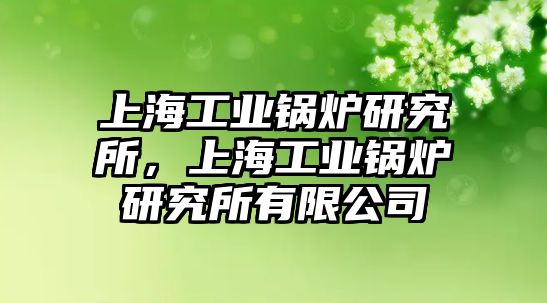 上海工業(yè)鍋爐研究所，上海工業(yè)鍋爐研究所有限公司