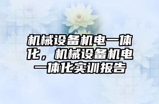 機械設(shè)備機電一體化，機械設(shè)備機電一體化實訓(xùn)報告