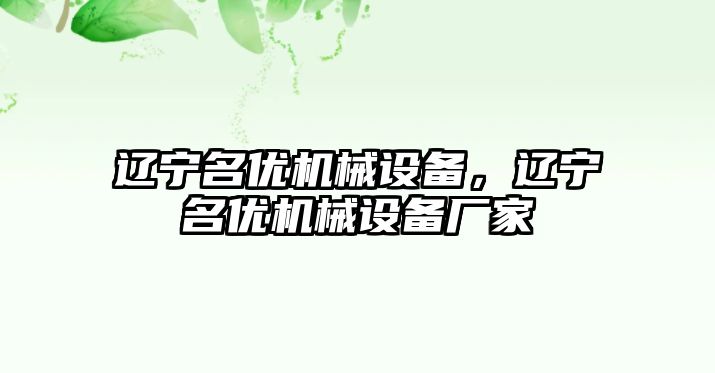 遼寧名優(yōu)機械設(shè)備，遼寧名優(yōu)機械設(shè)備廠家