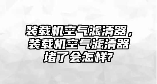 裝載機空氣濾清器，裝載機空氣濾清器堵了會怎樣?