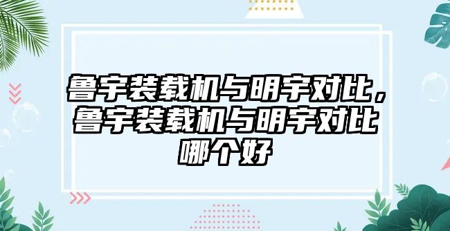 魯宇裝載機與明宇對比，魯宇裝載機與明宇對比哪個好