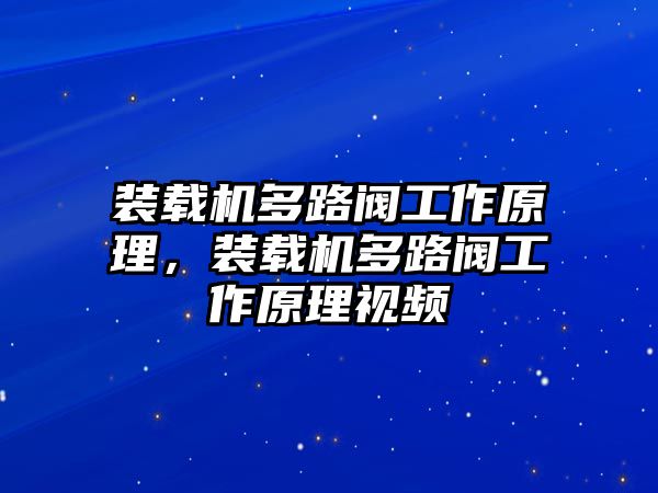 裝載機(jī)多路閥工作原理，裝載機(jī)多路閥工作原理視頻