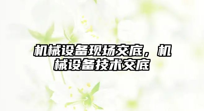 機(jī)械設(shè)備現(xiàn)場(chǎng)交底，機(jī)械設(shè)備技術(shù)交底