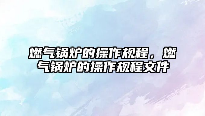 燃?xì)忮仩t的操作規(guī)程，燃?xì)忮仩t的操作規(guī)程文件