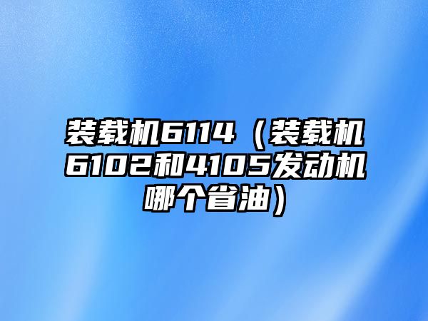 裝載機(jī)6114（裝載機(jī)6102和4105發(fā)動機(jī)哪個(gè)省油）