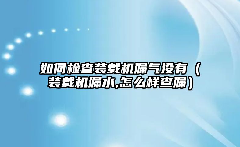 如何檢查裝載機漏氣沒有（裝載機漏水,怎么樣查漏）