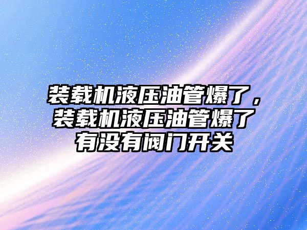 裝載機液壓油管爆了，裝載機液壓油管爆了有沒有閥門開關(guān)