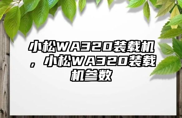 小松WA320裝載機，小松WA320裝載機參數(shù)