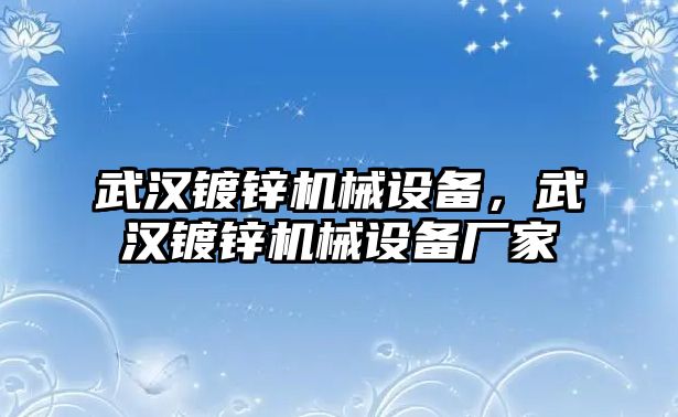 武漢鍍鋅機(jī)械設(shè)備，武漢鍍鋅機(jī)械設(shè)備廠家