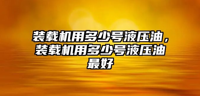 裝載機(jī)用多少號液壓油，裝載機(jī)用多少號液壓油最好