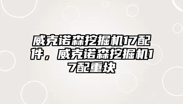 威克諾森挖掘機17配件，威克諾森挖掘機17配重塊