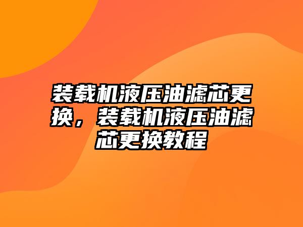 裝載機液壓油濾芯更換，裝載機液壓油濾芯更換教程