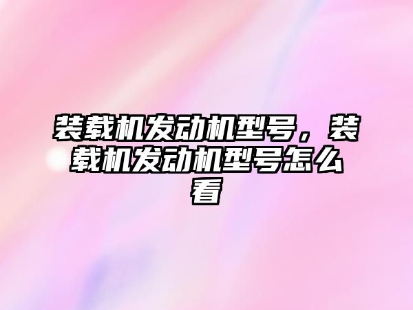 裝載機(jī)發(fā)動機(jī)型號，裝載機(jī)發(fā)動機(jī)型號怎么看