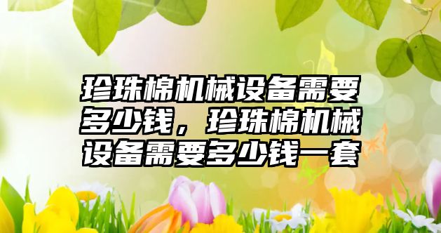 珍珠棉機械設(shè)備需要多少錢，珍珠棉機械設(shè)備需要多少錢一套