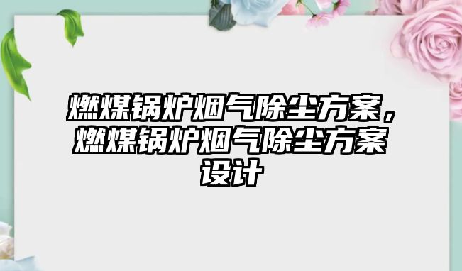 燃煤鍋爐煙氣除塵方案，燃煤鍋爐煙氣除塵方案設計