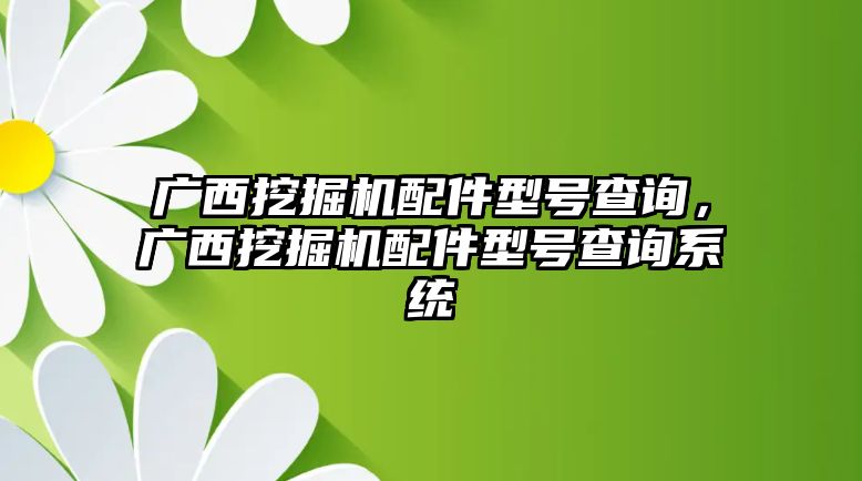 廣西挖掘機配件型號查詢，廣西挖掘機配件型號查詢系統(tǒng)