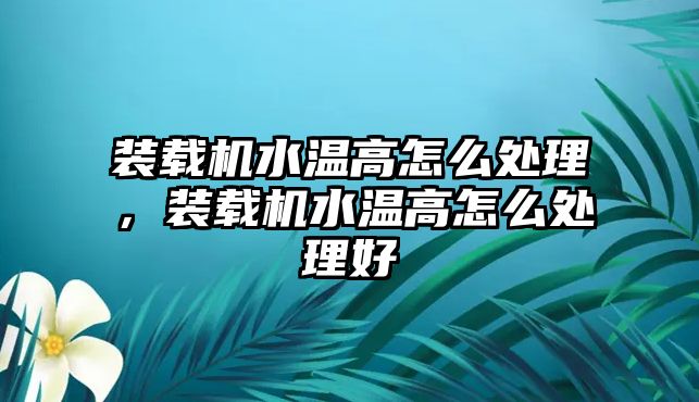 裝載機水溫高怎么處理，裝載機水溫高怎么處理好