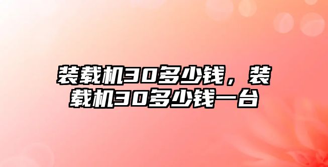 裝載機(jī)30多少錢，裝載機(jī)30多少錢一臺