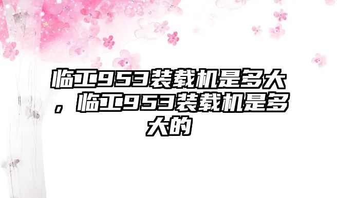 臨工953裝載機(jī)是多大，臨工953裝載機(jī)是多大的