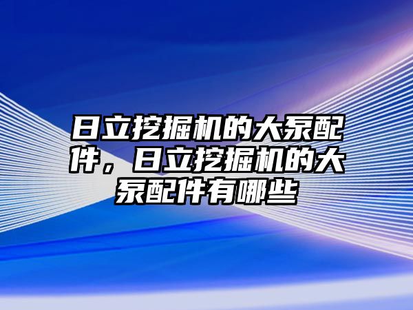 日立挖掘機的大泵配件，日立挖掘機的大泵配件有哪些