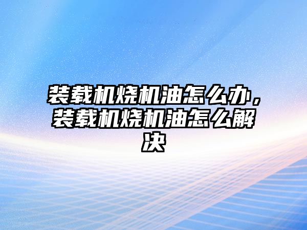 裝載機(jī)燒機(jī)油怎么辦，裝載機(jī)燒機(jī)油怎么解決