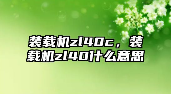 裝載機zl40c，裝載機zl40什么意思