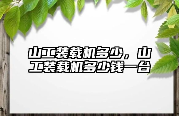 山工裝載機多少，山工裝載機多少錢一臺