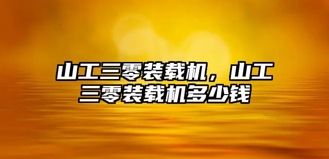 山工三零裝載機，山工三零裝載機多少錢