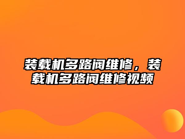 裝載機多路閥維修，裝載機多路閥維修視頻