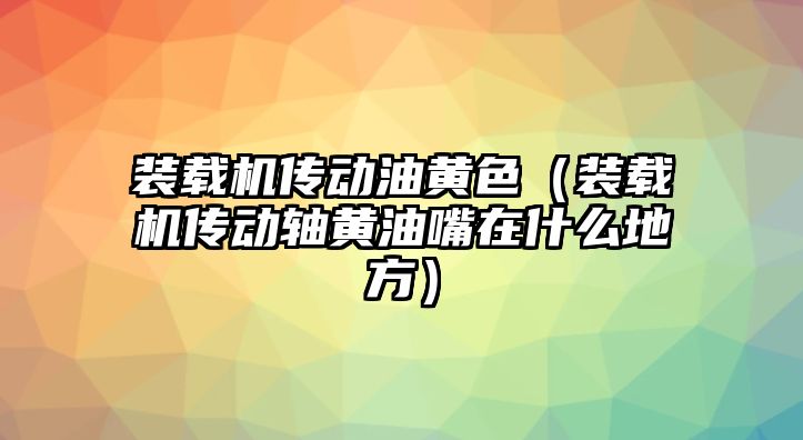 裝載機(jī)傳動(dòng)油黃色（裝載機(jī)傳動(dòng)軸黃油嘴在什么地方）