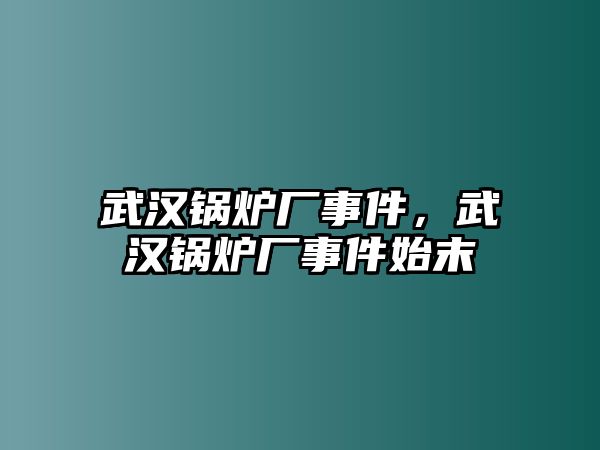 武漢鍋爐廠事件，武漢鍋爐廠事件始末