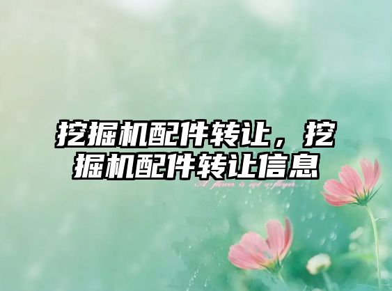 挖掘機配件轉(zhuǎn)讓，挖掘機配件轉(zhuǎn)讓信息