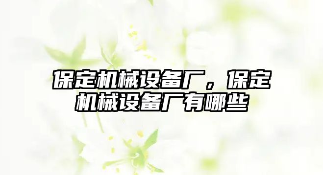 保定機械設(shè)備廠，保定機械設(shè)備廠有哪些