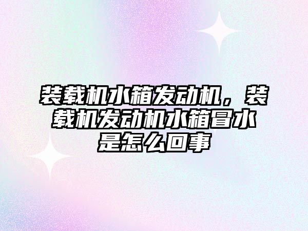 裝載機水箱發(fā)動機，裝載機發(fā)動機水箱冒水是怎么回事