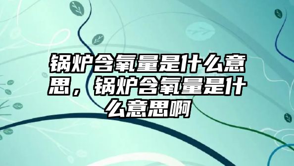 鍋爐含氧量是什么意思，鍋爐含氧量是什么意思啊