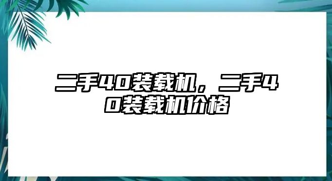 二手40裝載機(jī)，二手40裝載機(jī)價(jià)格