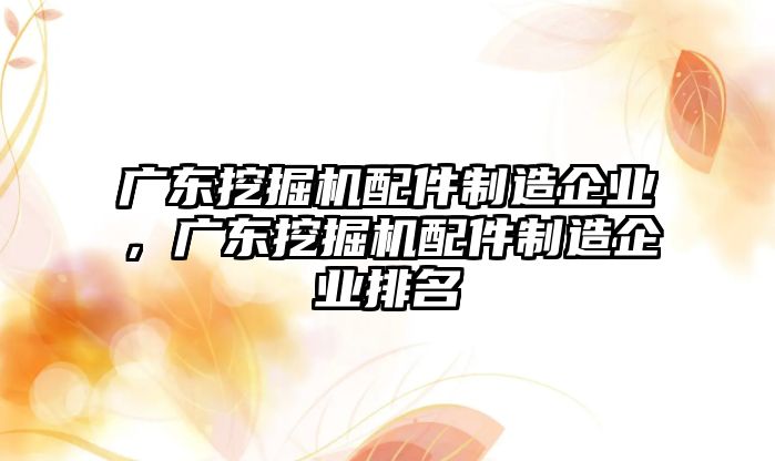 廣東挖掘機配件制造企業(yè)，廣東挖掘機配件制造企業(yè)排名