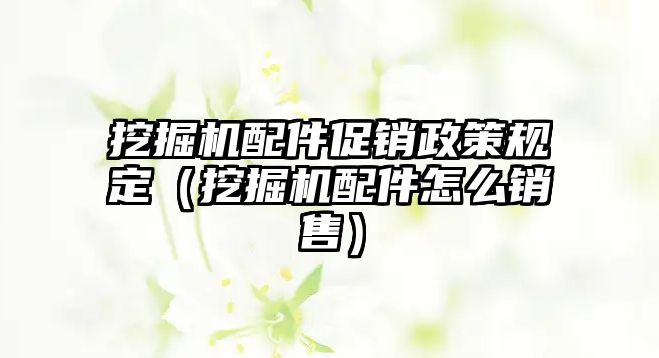 挖掘機配件促銷政策規(guī)定（挖掘機配件怎么銷售）