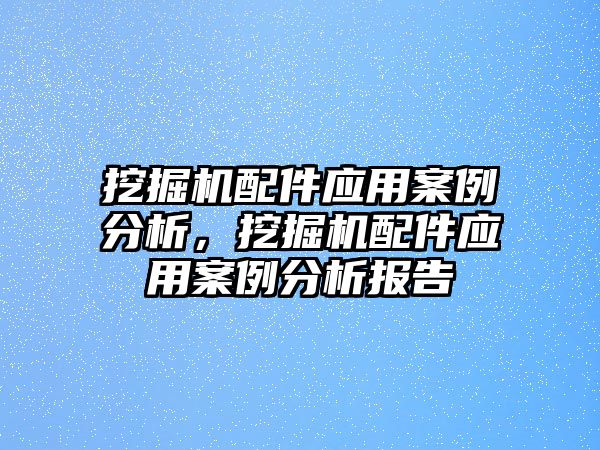 挖掘機配件應用案例分析，挖掘機配件應用案例分析報告