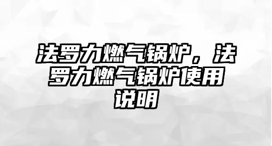 法羅力燃?xì)忮仩t，法羅力燃?xì)忮仩t使用說(shuō)明