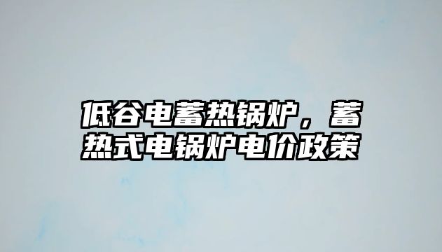 低谷電蓄熱鍋爐，蓄熱式電鍋爐電價(jià)政策