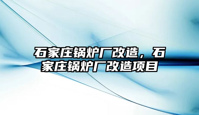 石家莊鍋爐廠改造，石家莊鍋爐廠改造項目