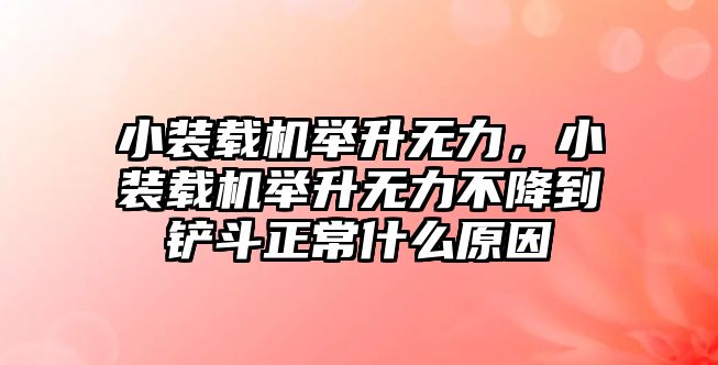 小裝載機舉升無力，小裝載機舉升無力不降到鏟斗正常什么原因