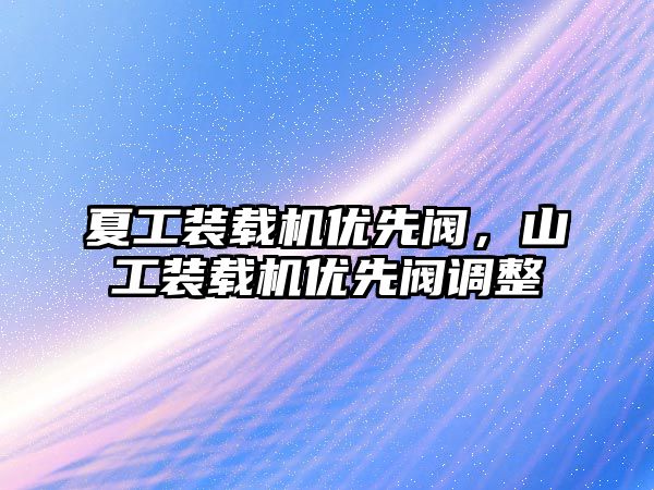 夏工裝載機優(yōu)先閥，山工裝載機優(yōu)先閥調整