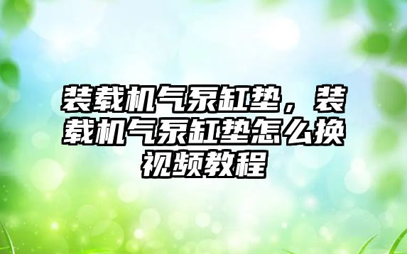 裝載機氣泵缸墊，裝載機氣泵缸墊怎么換視頻教程