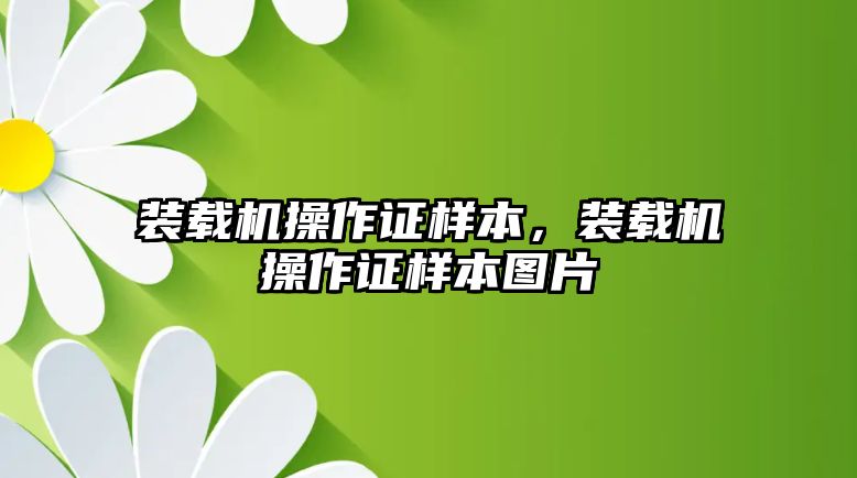 裝載機(jī)操作證樣本，裝載機(jī)操作證樣本圖片