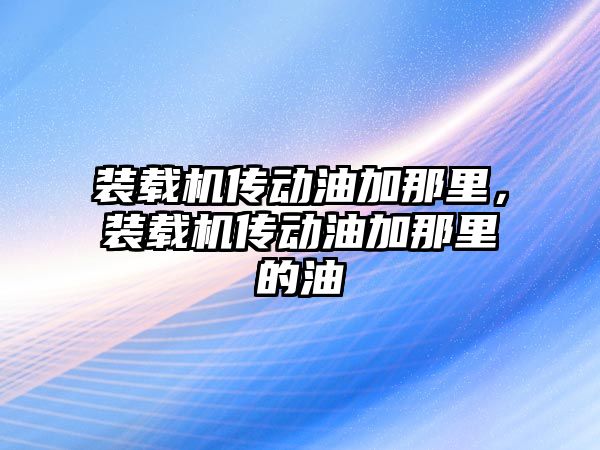 裝載機傳動油加那里，裝載機傳動油加那里的油