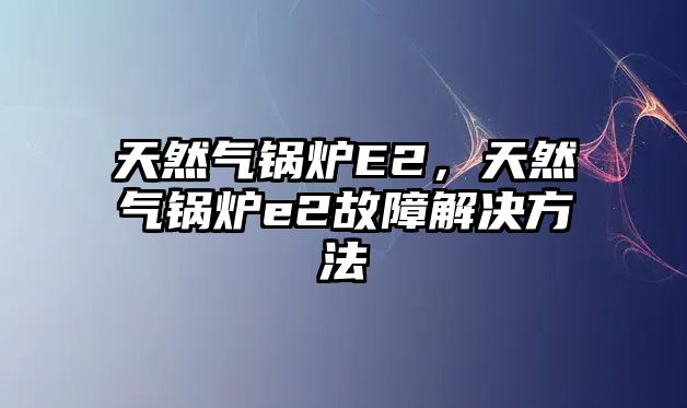 天然氣鍋爐E2，天然氣鍋爐e2故障解決方法