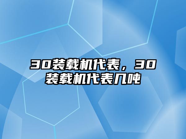 30裝載機(jī)代表，30裝載機(jī)代表幾噸