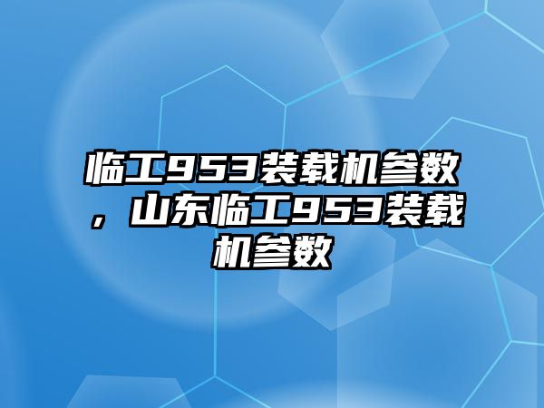 臨工953裝載機參數，山東臨工953裝載機參數